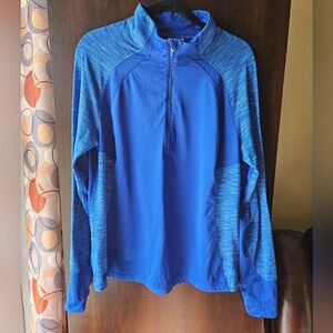 Danskin Vibrant Blue Lightweight Quarter Zip Workout Tee Size XXL
